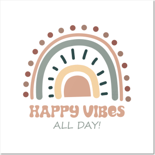 Happy Vibes All Day | Positive Attitude | Boho Rainbow Posters and Art